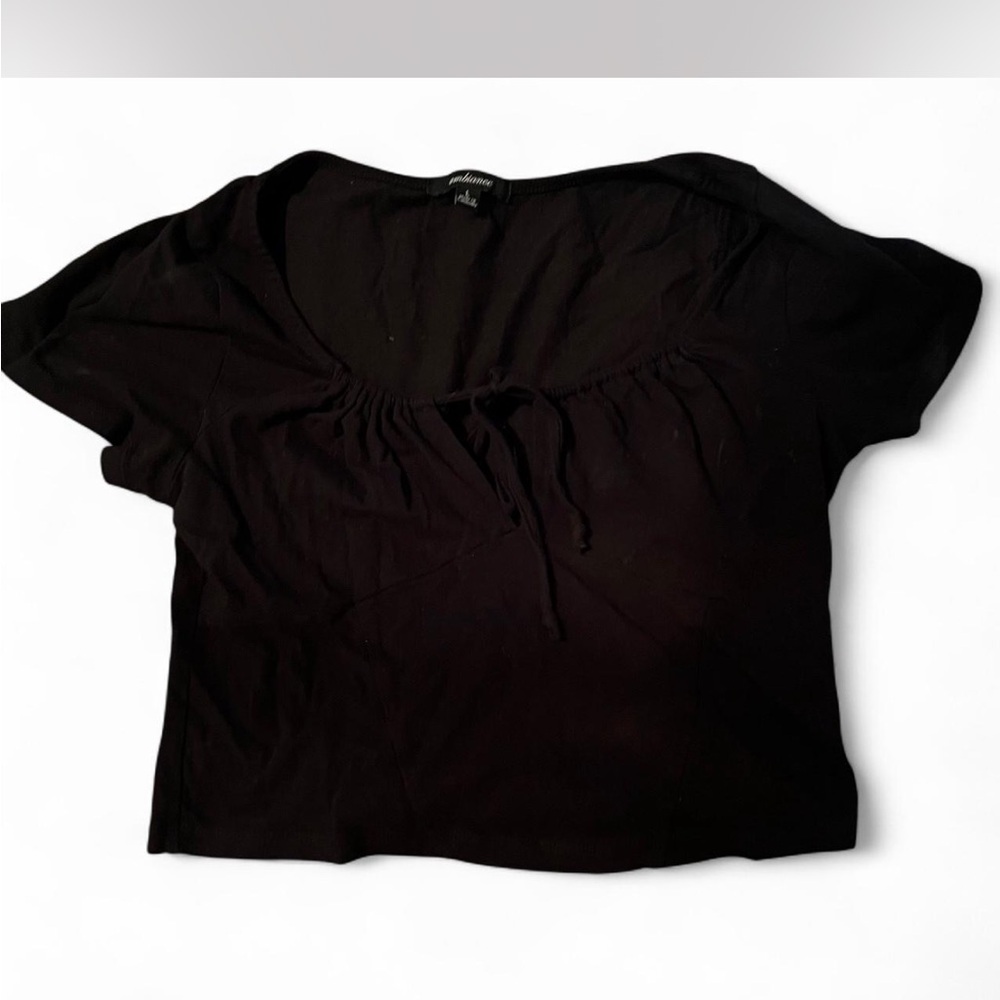 Garage Black Ruched Crop Blouse